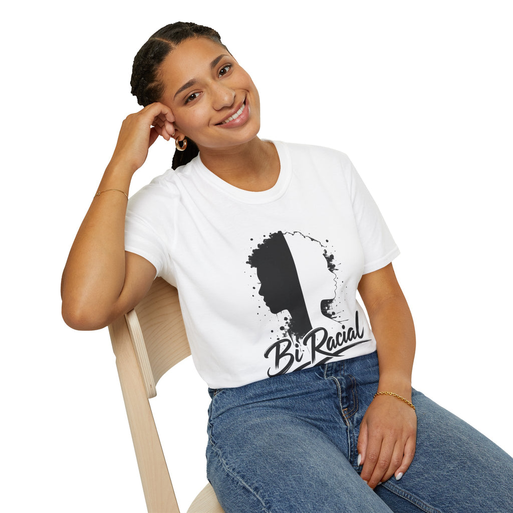 Biracial Pride T-Shirt — 'Bi Racial' Script Tee with Female Duality Logo