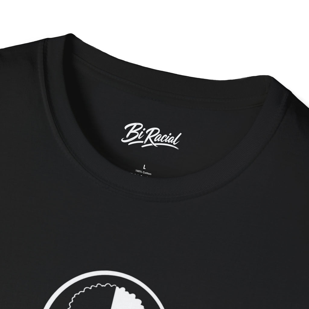 Biracial Pride T-Shirt — 'Bi Racial' Script Tee with Split Face Logo