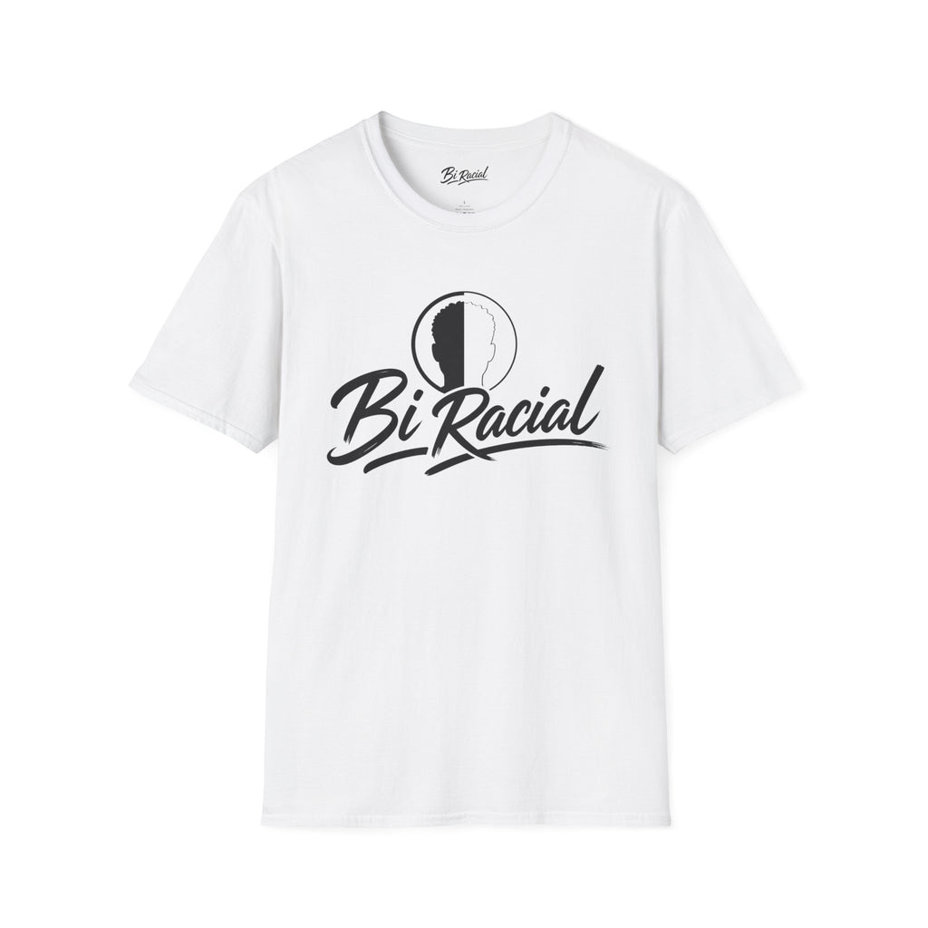 Biracial Pride T-Shirt — 'Bi Racial' Script Tee with Split Face Logo