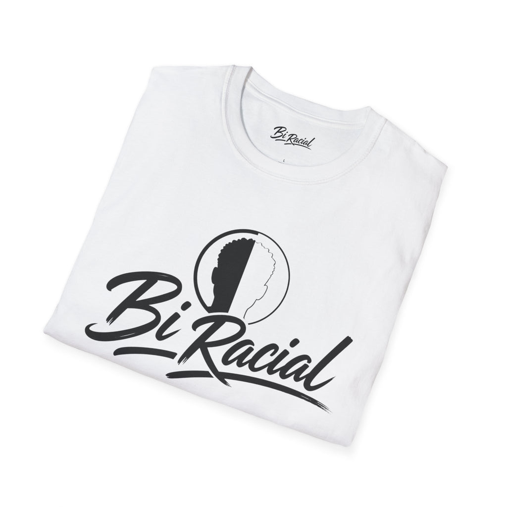 Biracial Pride T-Shirt — 'Bi Racial' Script Tee with Split Face Logo