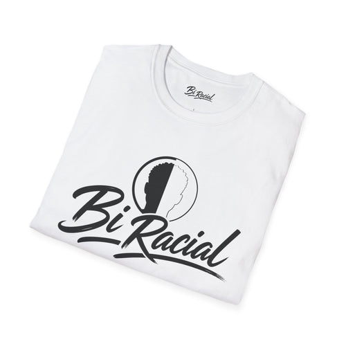 Biracial Pride T-Shirt — 'Bi Racial' Script Tee with Split Face Logo