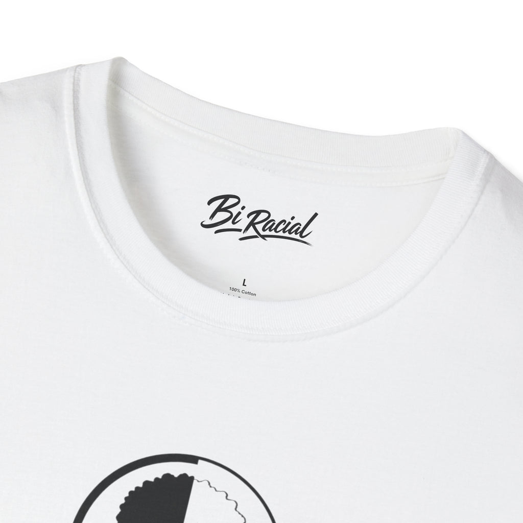 Biracial Pride T-Shirt — 'Bi Racial' Script Tee with Split Face Logo